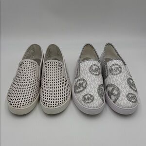 Michael Kors Withe and Gray Slip-On Sneakers size 10M